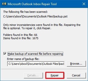 repair outlook database